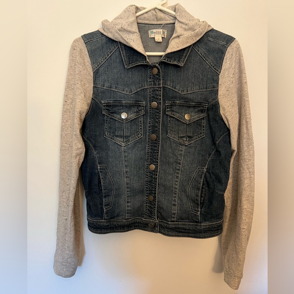Love Fire Hooded Jean Jacket size medium